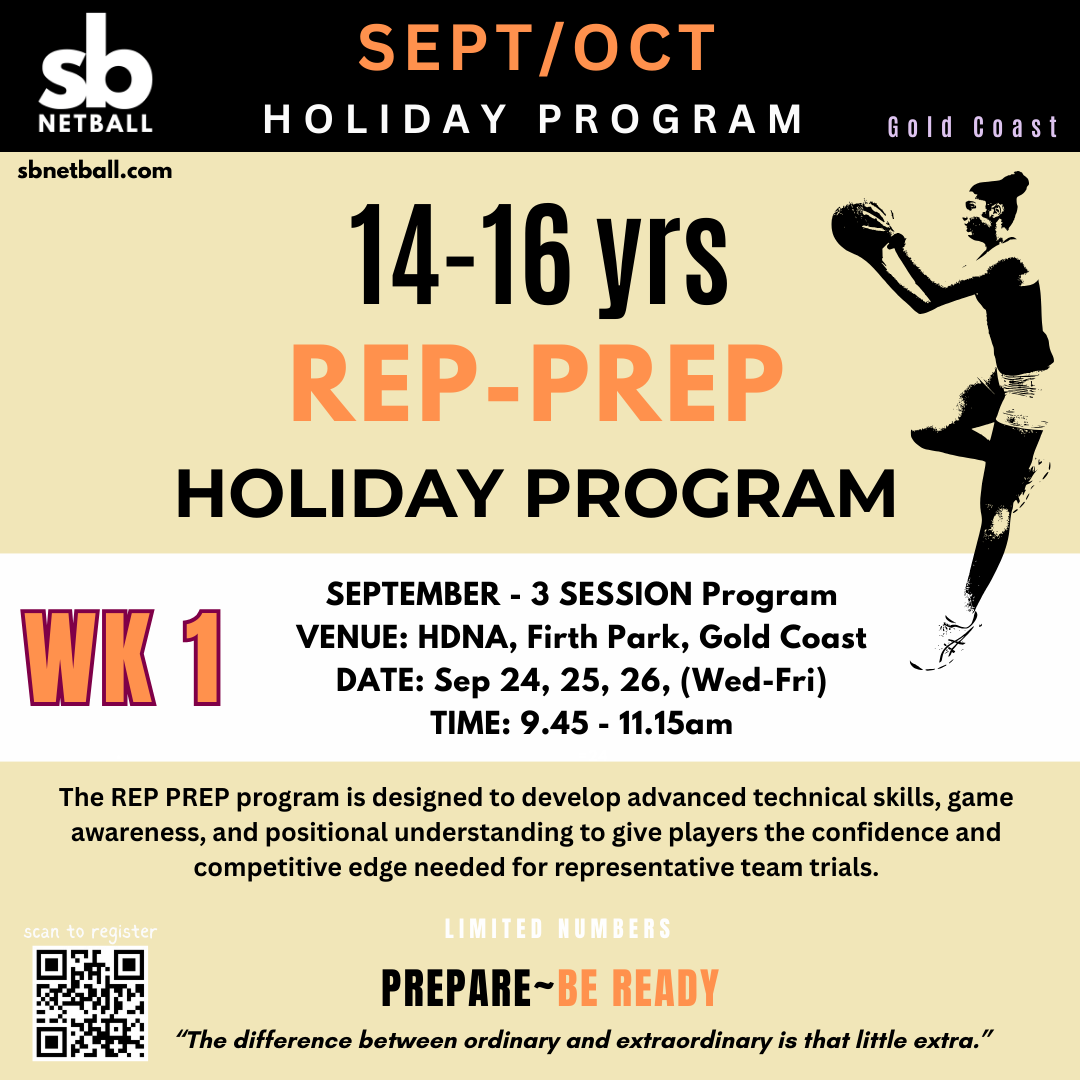 14-16yrs REP PREP PROGRAM - WEEK 2- SEP/OCT SCHOOL HOLIDAYS