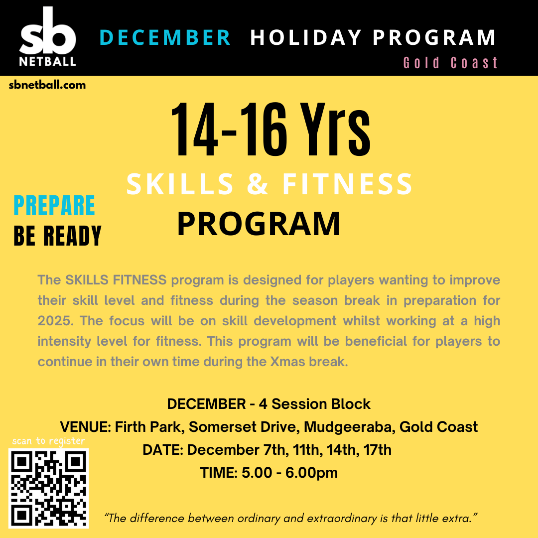 SKILLS FITNESS  Program - DECEMBER 14-16yrs