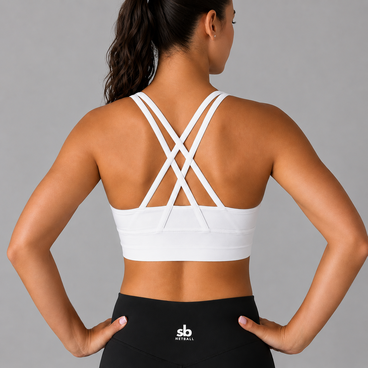 Crop SPORT - DOUBLE CROSS BACK - White