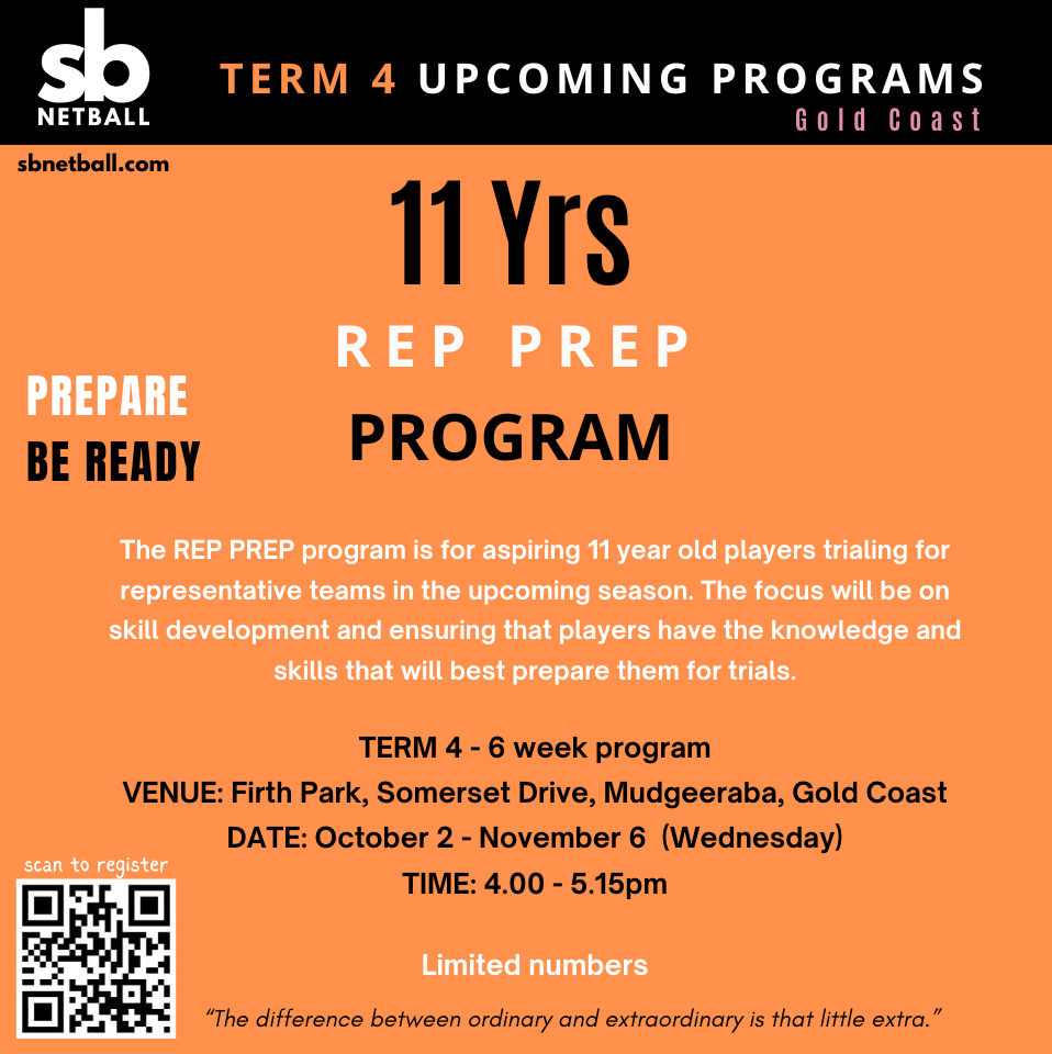 TERM 4 - 11yrs REP PREP Program WEDNESDAY 4PM